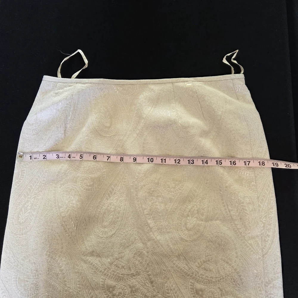 Le Suit Ivory Neutral Paisley Pencil Skirt Size 12